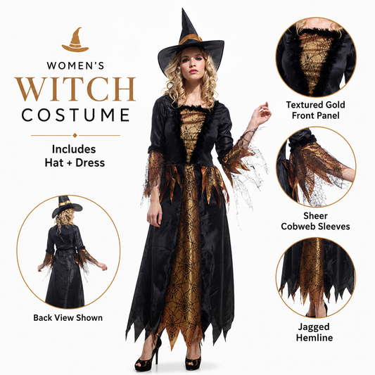 Women's Deluxe Gold Witch Halloween Costume - product image 2