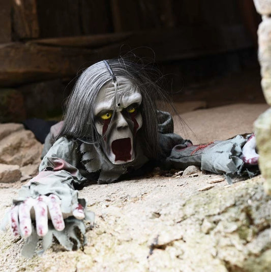 Sound-Activated Long-Haired Crawling Ghost with Lights – Halloween Prop – alternate product view 1