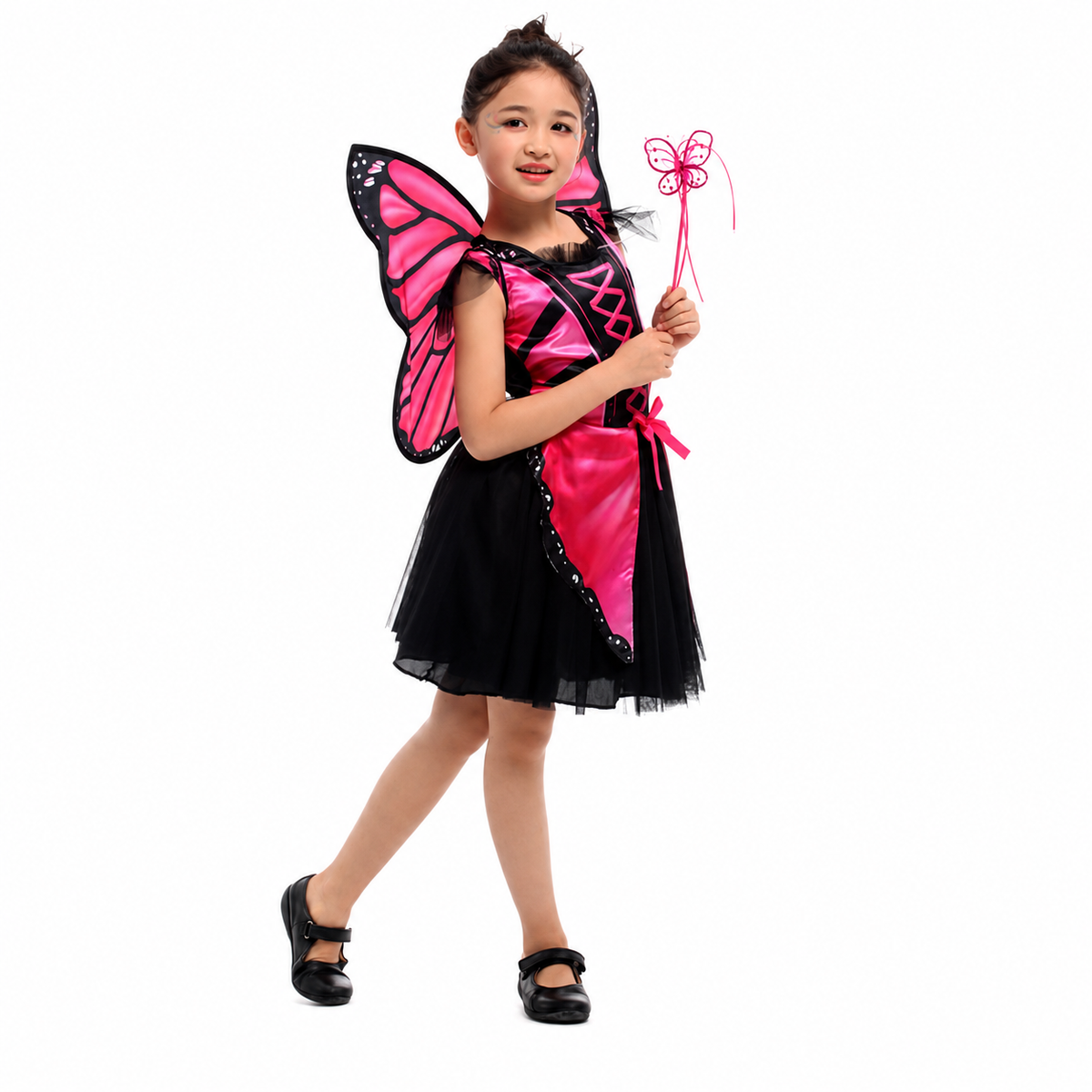 Girls Hot Pink Butterfly Fairy Halloween Costume - product image 6