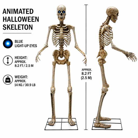 8 Ft Animated Skeleton with Light-Up Eyes, Moving Jaw & Sound – Halloween Yard Prop – alternate product view 1