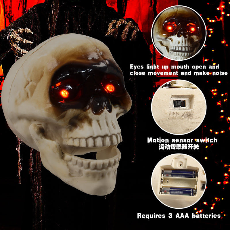 Animated skull head in profile showing its opening-mouth motion effect