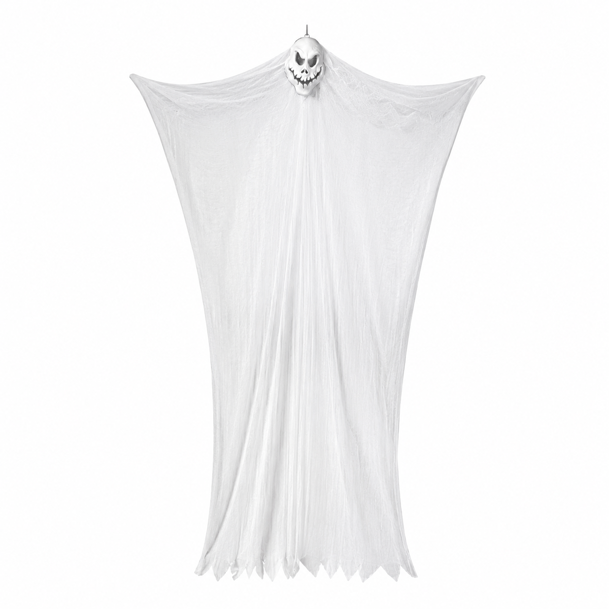 White 9.8 ft gauze ghost Halloween decoration with skull mask