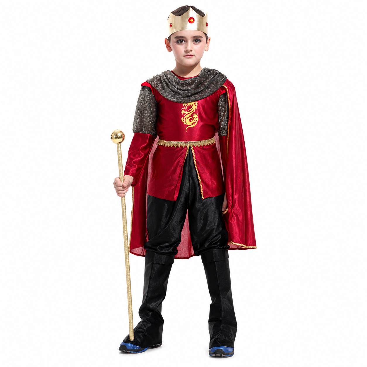 Boys Royal King Halloween Costume – Classic Cape & Crown Set - product image 1