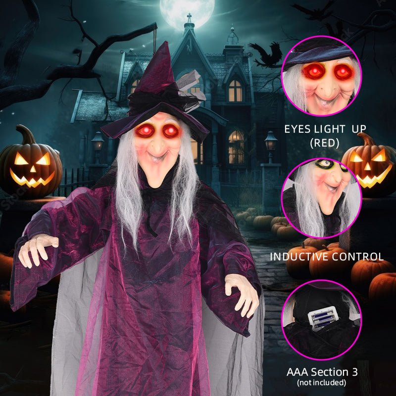 Life-Size Sound-Activated Witch with Moving Mouth, Light-Up Eyes & Sound