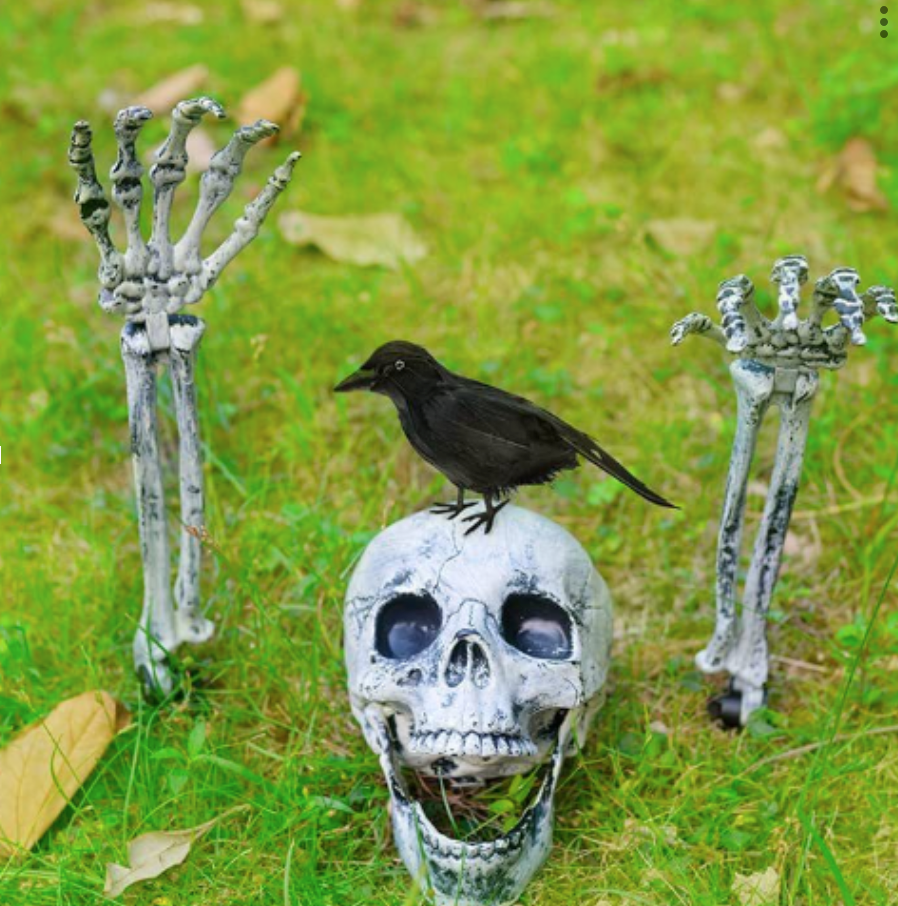 Skeleton Head and Claw Crawling Ground Set Halloween Decoration