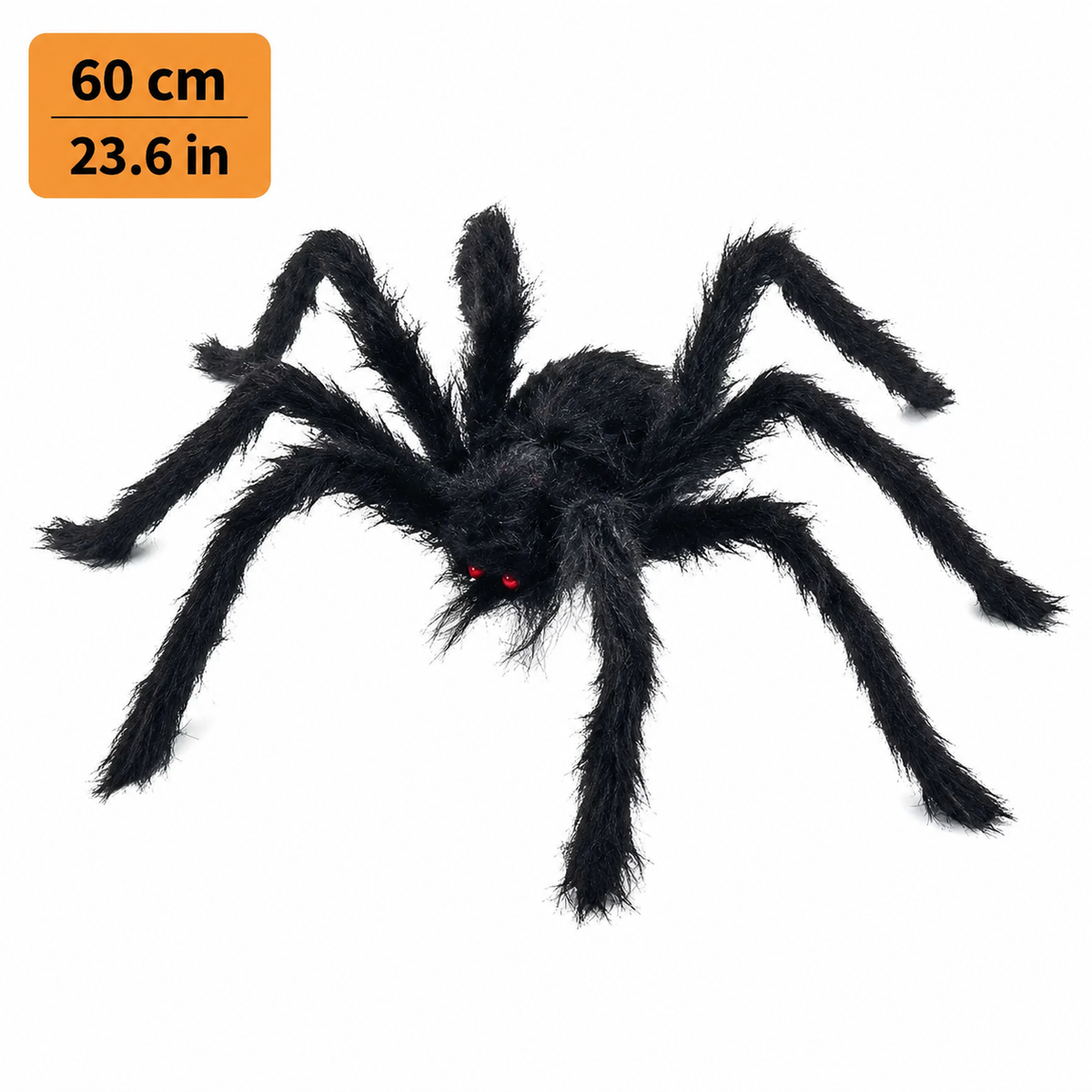 Black fuzzy spider Halloween decoration – 60 cm (23.6 in)