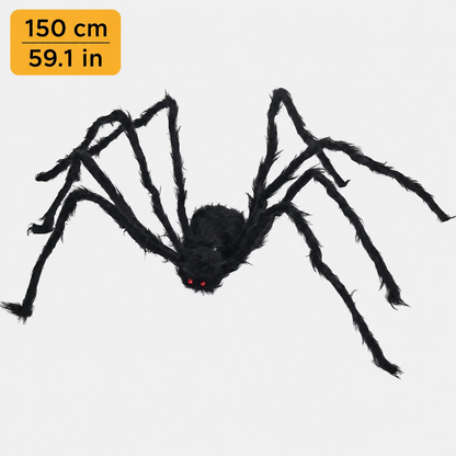Black fuzzy spider Halloween decoration – 150 cm (59.1 in)