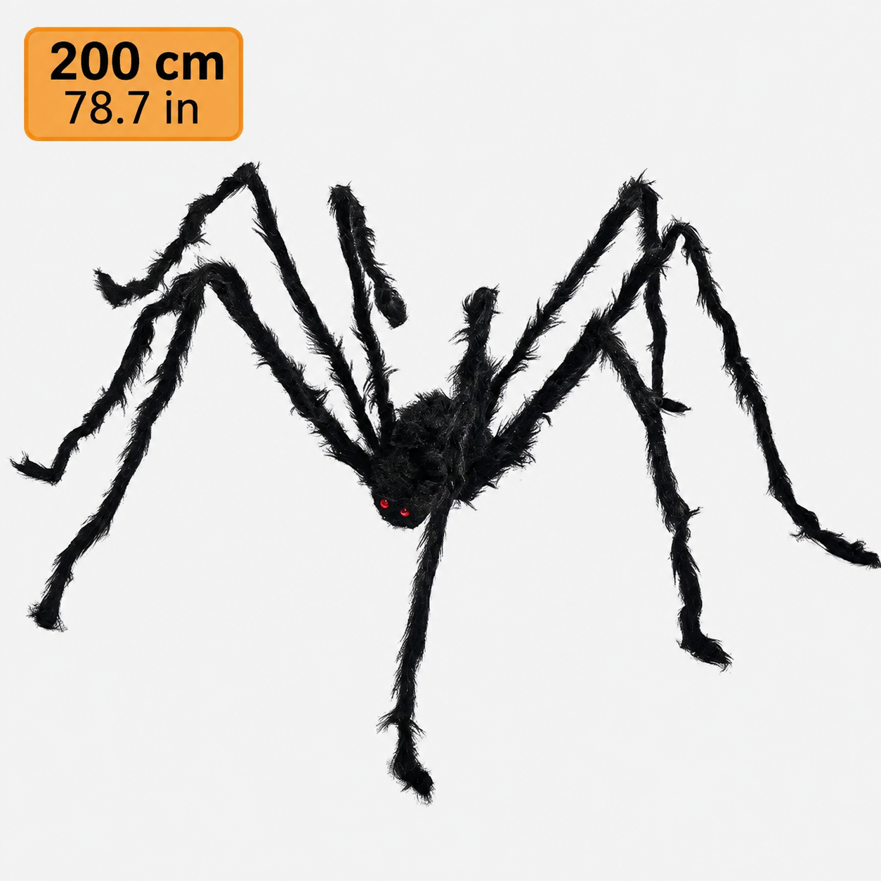 Black fuzzy spider Halloween decoration – 200 cm (78.7 in)