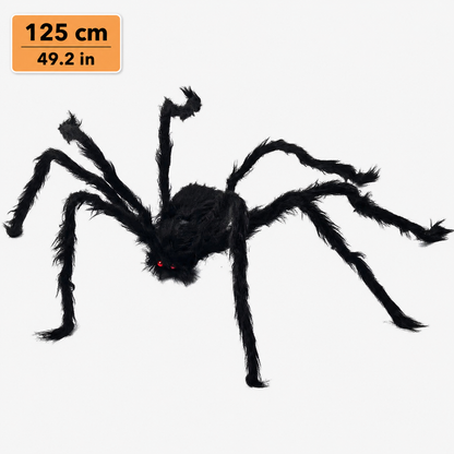 Black fuzzy spider size comparison – 125 cm (49.2 in)