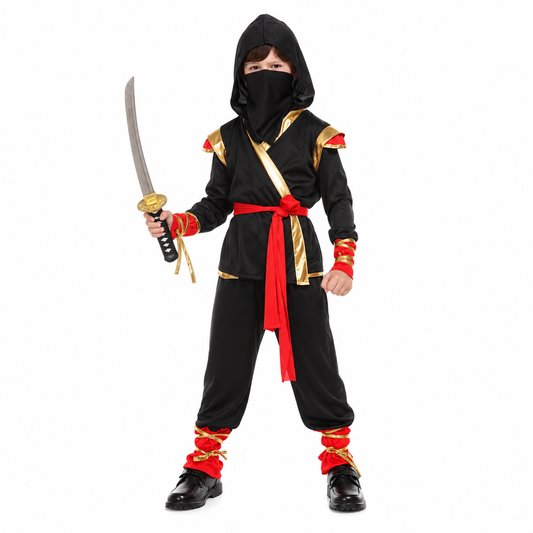 Boys Black Gold Ninja Halloween Costume - product image 1