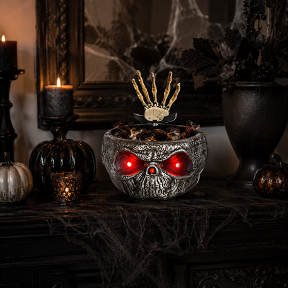 Pumpkin Candy Bowl with Popping Hand – Halloween Prank Prop with Light-Up & Sound Effects, Battery-Operated - product image 5