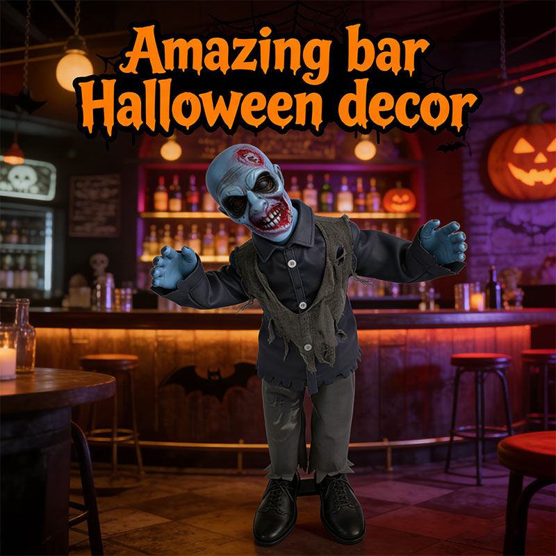 37 In Swaying Zombie with Head Motion & Sound – Tabletop Halloween Prop – alternate product view 3