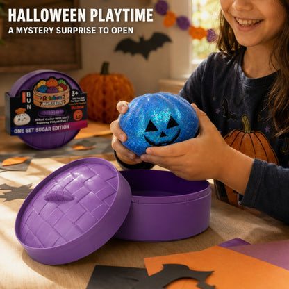 Halloween pumpkin squishy party-favor playtime scene