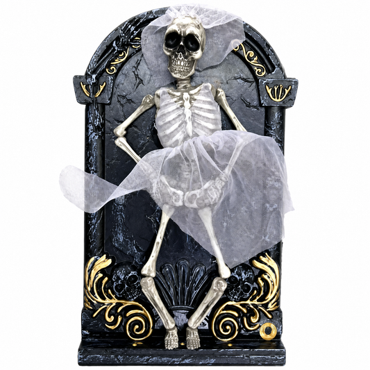Skeleton Bride Wall Decor – Gothic Halloween Plaque with Gauze Veil Accent - product image 1