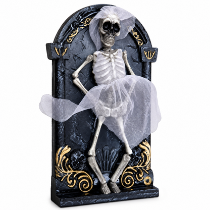 Skeleton Bride Wall Decor – Gothic Halloween Plaque with Gauze Veil Accent - product image 2