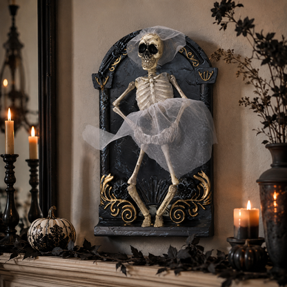 Skeleton Bride Wall Decor – Gothic Halloween Plaque with Gauze Veil Accent - product image 4