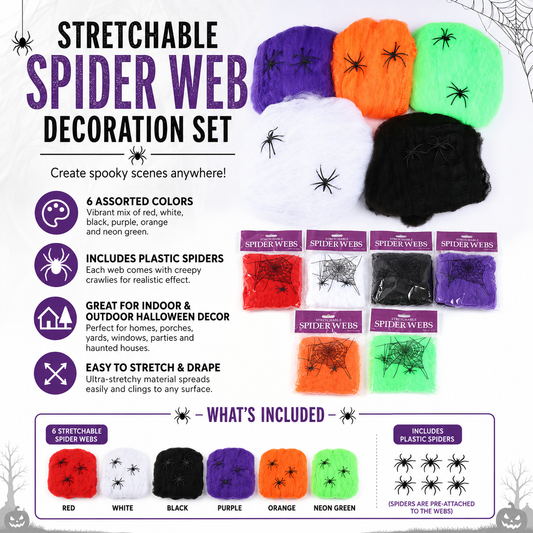 Spider Web Cotton with Mini Spiders Halloween Decoration - product image 2