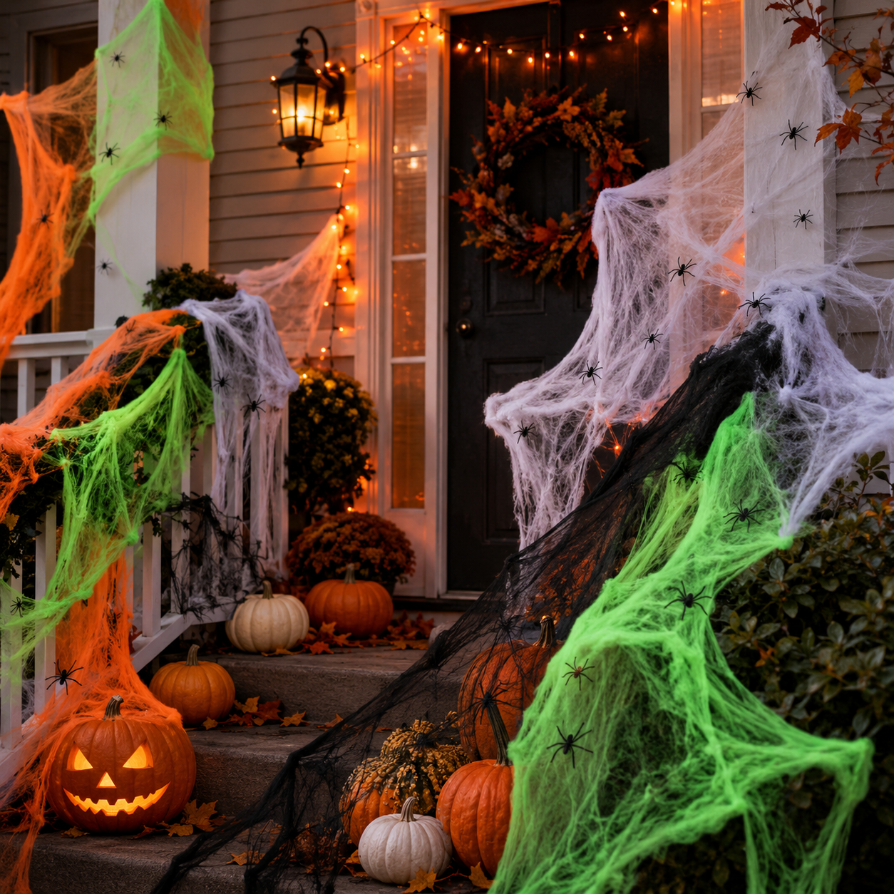 Spider Web Cotton with Mini Spiders Halloween Decoration - product image 3