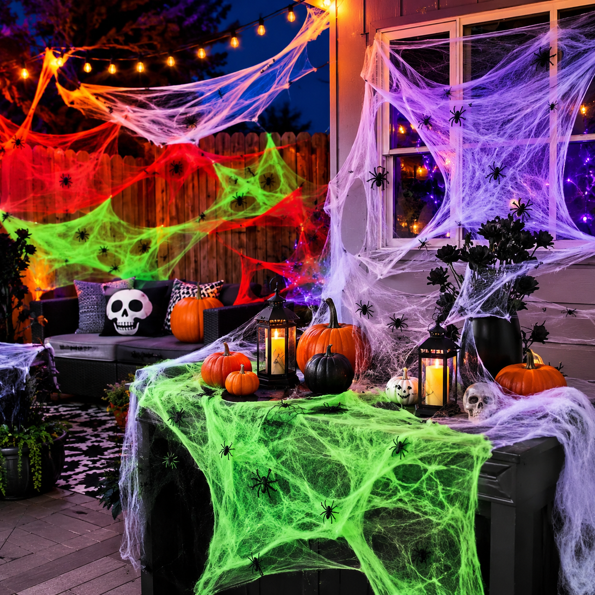 Spider Web Cotton with Mini Spiders Halloween Decoration - product image 5