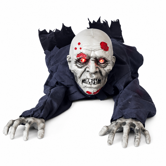 Sound-Activated Crawling Ghost in Grey Robe with Lights – Halloween Prop