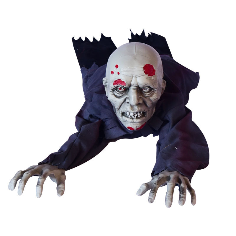 Sound-Activated Crawling Ghost in Grey Robe with Lights – Halloween Prop – alternate product view 3