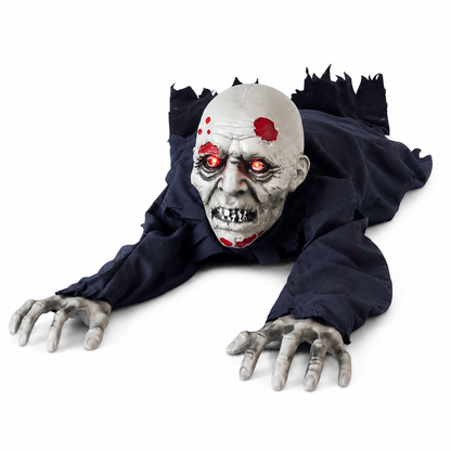 Sound-Activated Crawling Ghost in Grey Robe with Lights – Halloween Prop – alternate product view 4