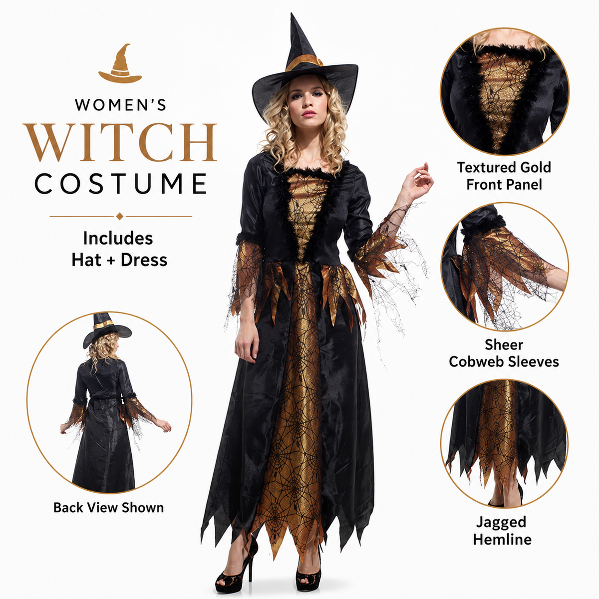 Women's Deluxe Gold Witch Halloween Costume - product image 2