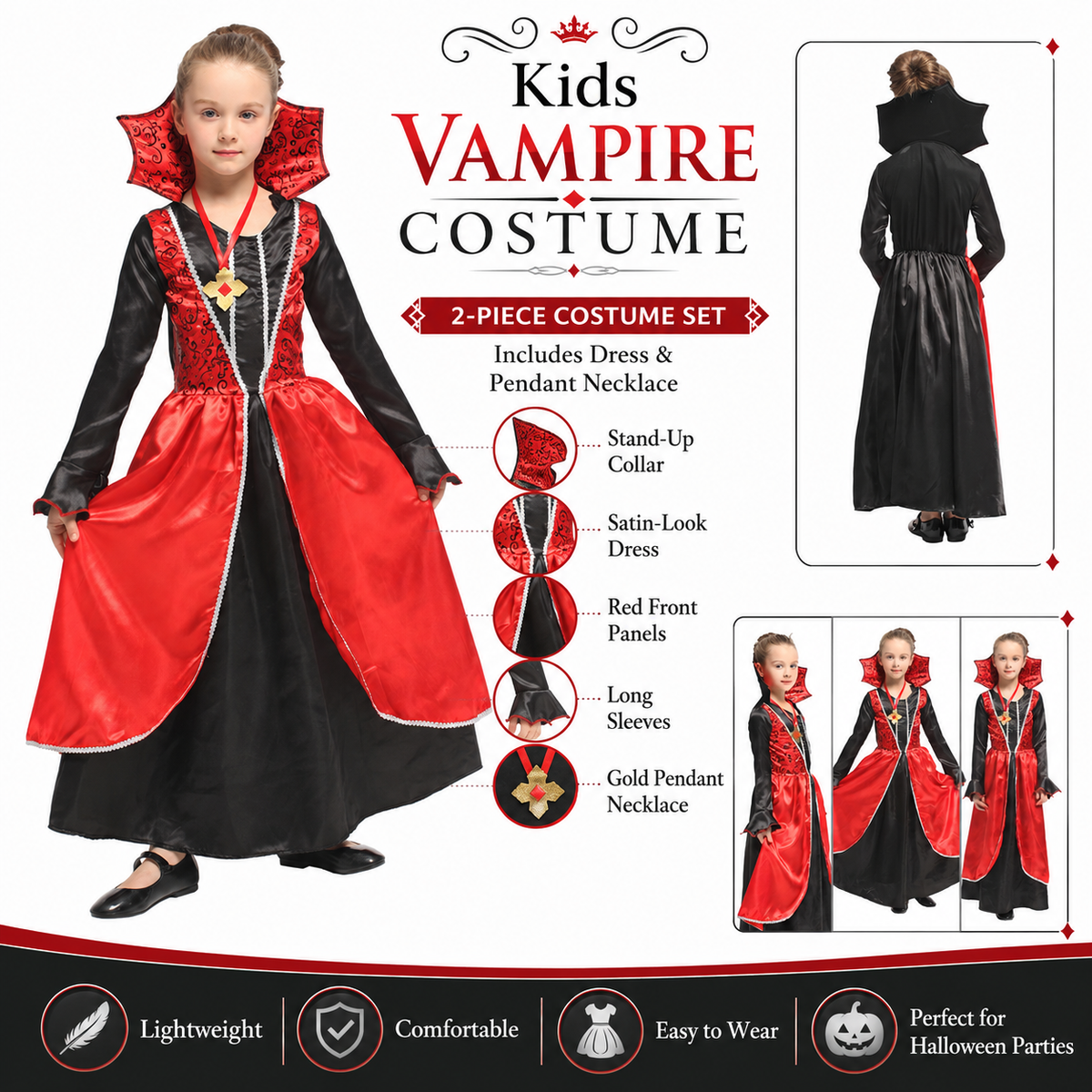 Girls Elegant Vampire Princess Halloween Costume - product image 2
