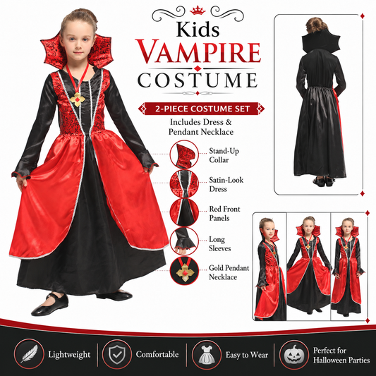 Girls Elegant Vampire Princess Halloween Costume - product image 2