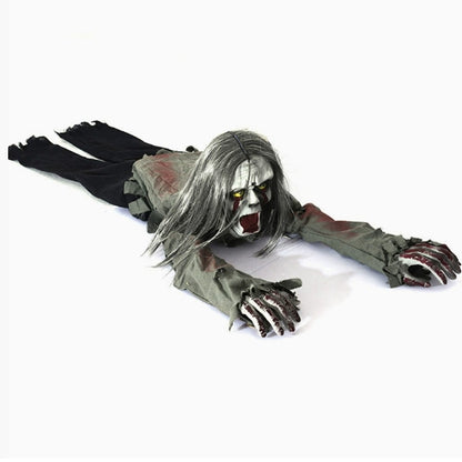 Sound-Activated Long-Haired Crawling Ghost with Lights – Halloween Prop
