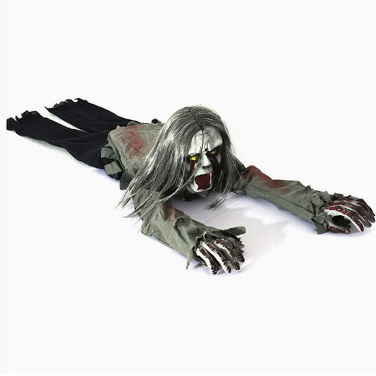 Sound-Activated Long-Haired Crawling Ghost with Lights – Halloween Prop