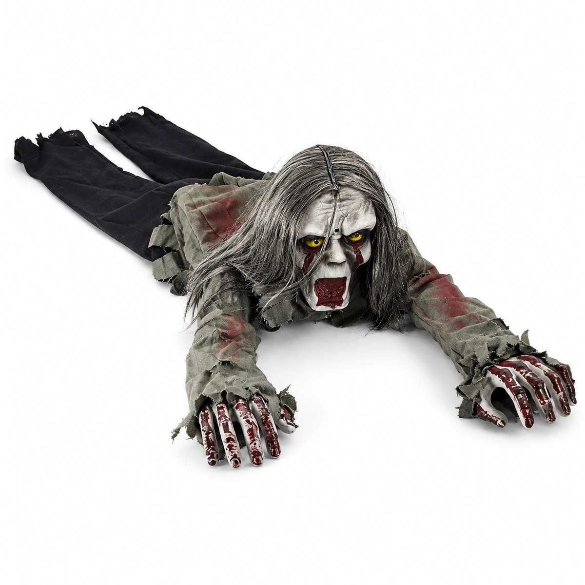 Sound-Activated Long-Haired Crawling Ghost with Lights – Halloween Prop – alternate product view 3