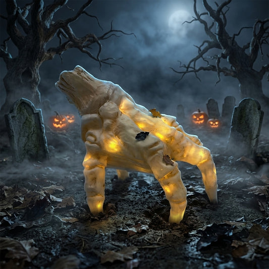 Light-Up Skeleton Hand Ground Stake – Realistic Bony Hand Halloween Graveyard Prop, Battery-Operated - product image 1