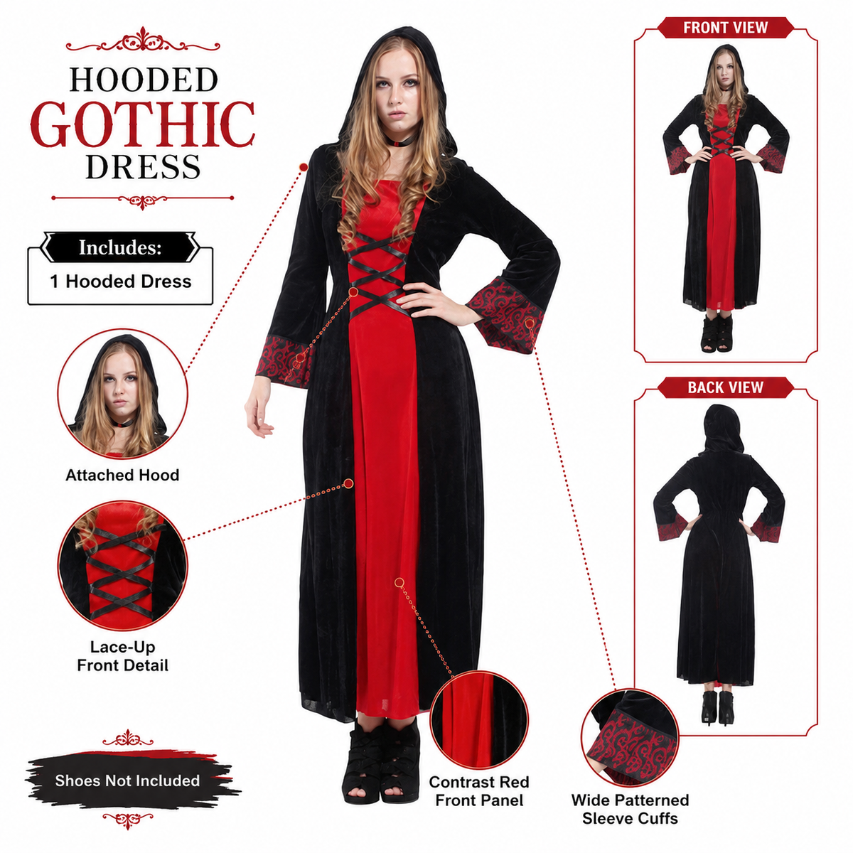 Women's Gothic Long Dress Halloween Costume - product image 6