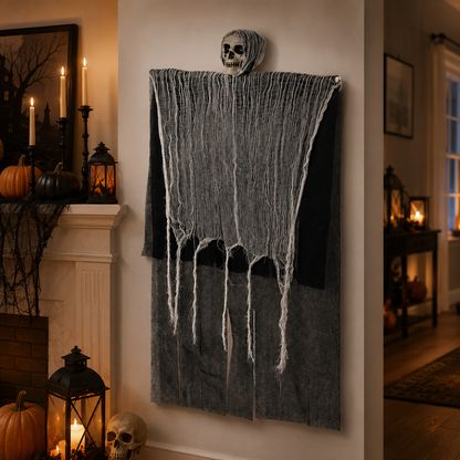 Hanging Skull Ghost with Tattered Gauze – Halloween Indoor Decoration - product image 4