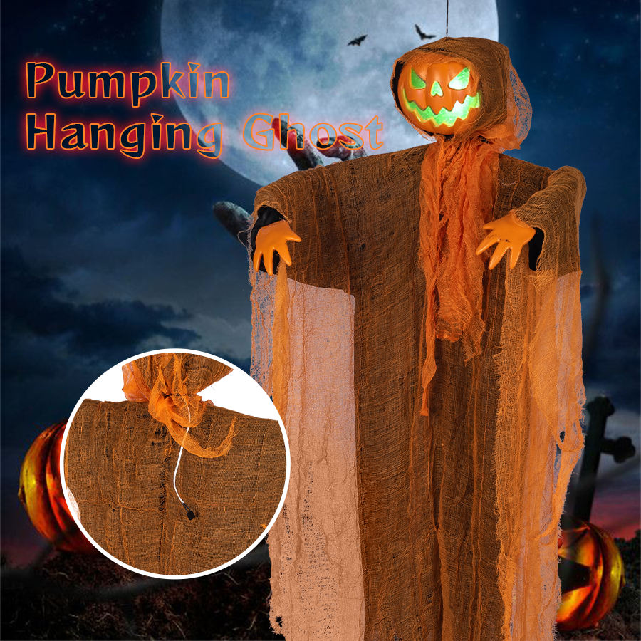 Hanging Rotating-Head Pumpkin Ghost Halloween Decoration - product image 4