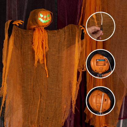 Hanging Rotating-Head Pumpkin Ghost Halloween Decoration - product image 5