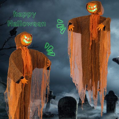 Hanging Rotating-Head Pumpkin Ghost Halloween Decoration - product image 6