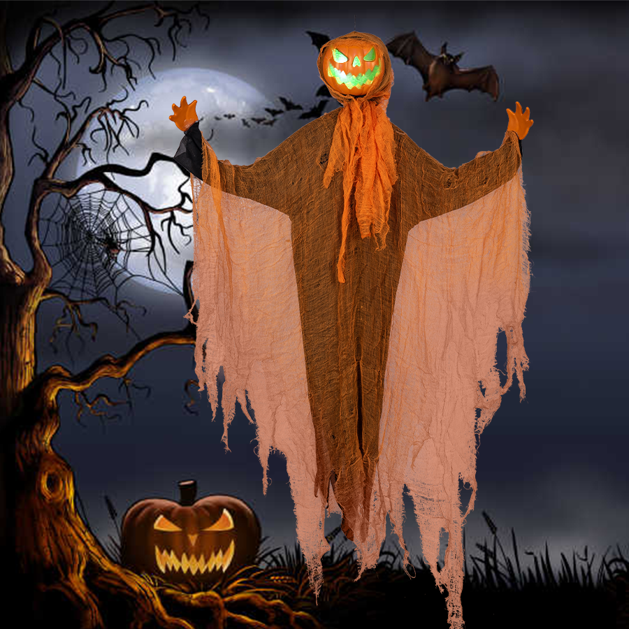 Hanging Rotating-Head Pumpkin Ghost Halloween Decoration - product image 7