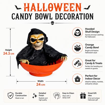 Halloween Candy Bowl – Light-Sensing Light-Up Prop with Sound Effects, Battery-Operated - product image 6