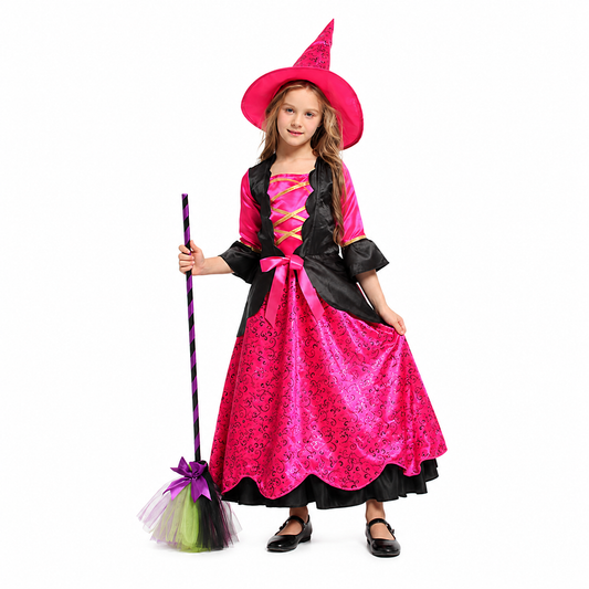 Girls Hot Pink Bright Witch Halloween Costume - product image 1