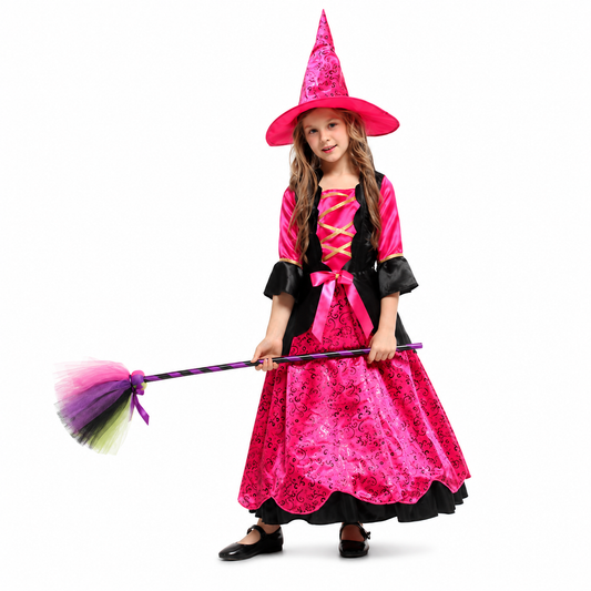 Girls Hot Pink Bright Witch Halloween Costume - product image 2