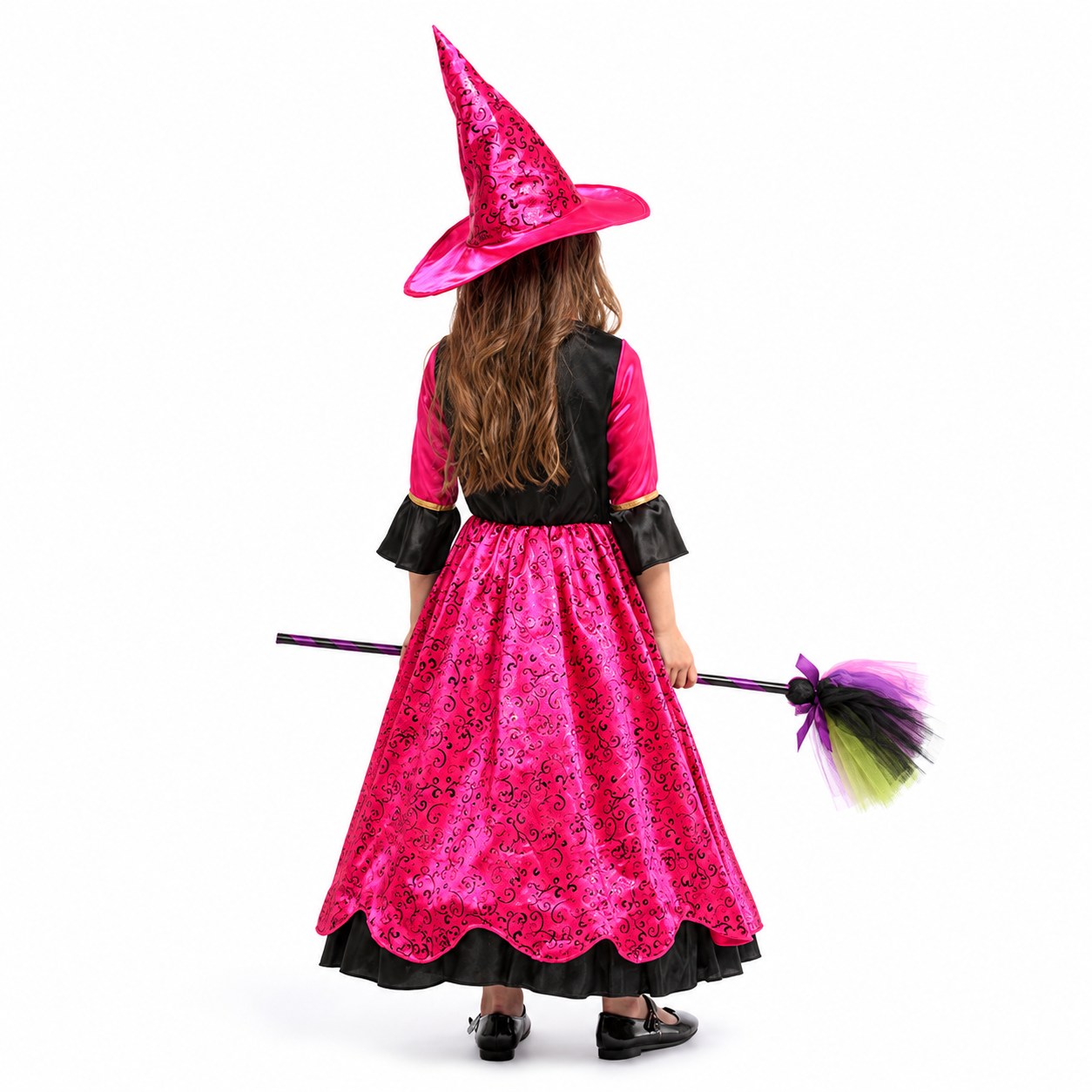Girls Hot Pink Bright Witch Halloween Costume - product image 4