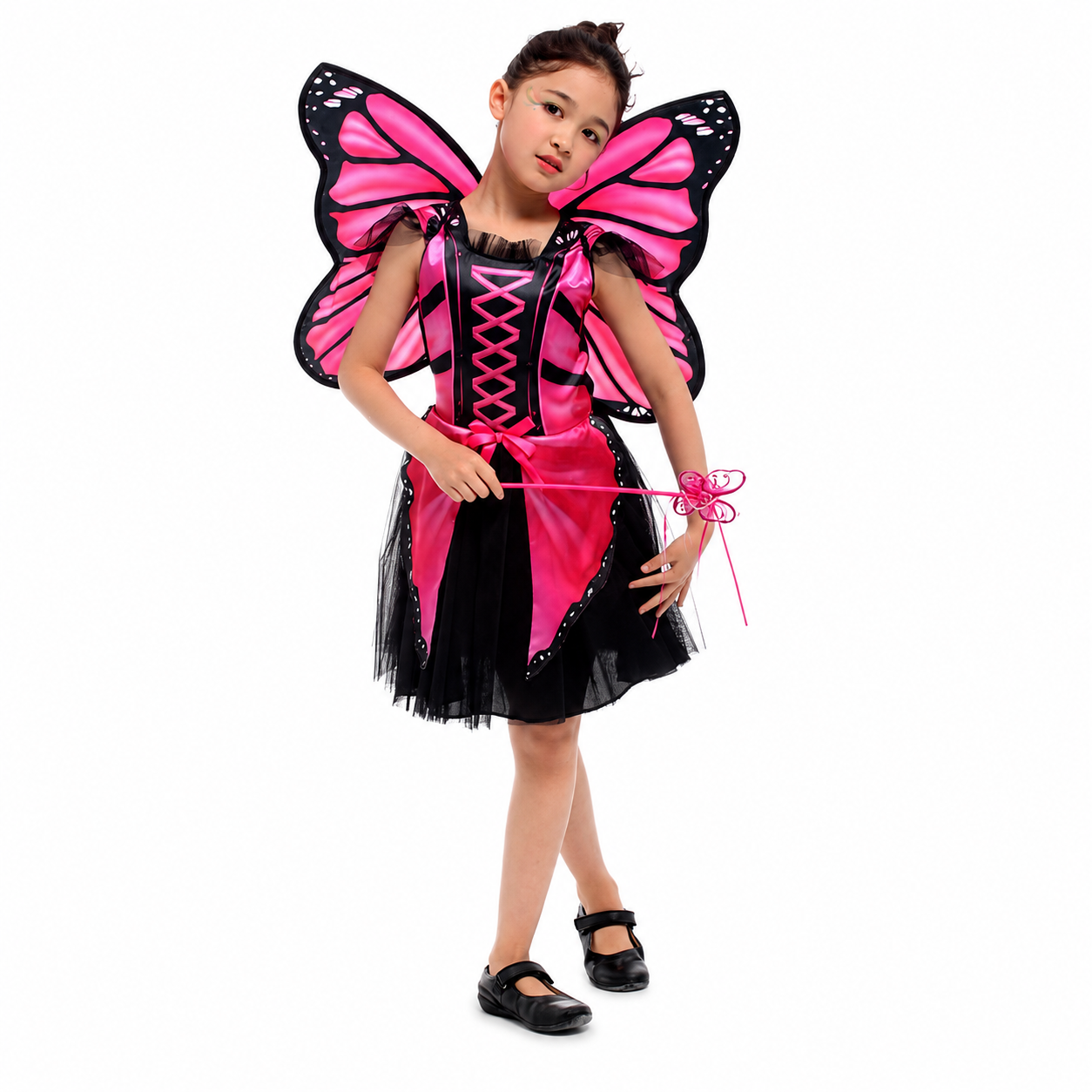 Girls Hot Pink Butterfly Fairy Halloween Costume - product image 3