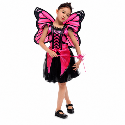 Girls Hot Pink Butterfly Fairy Halloween Costume - product image 3
