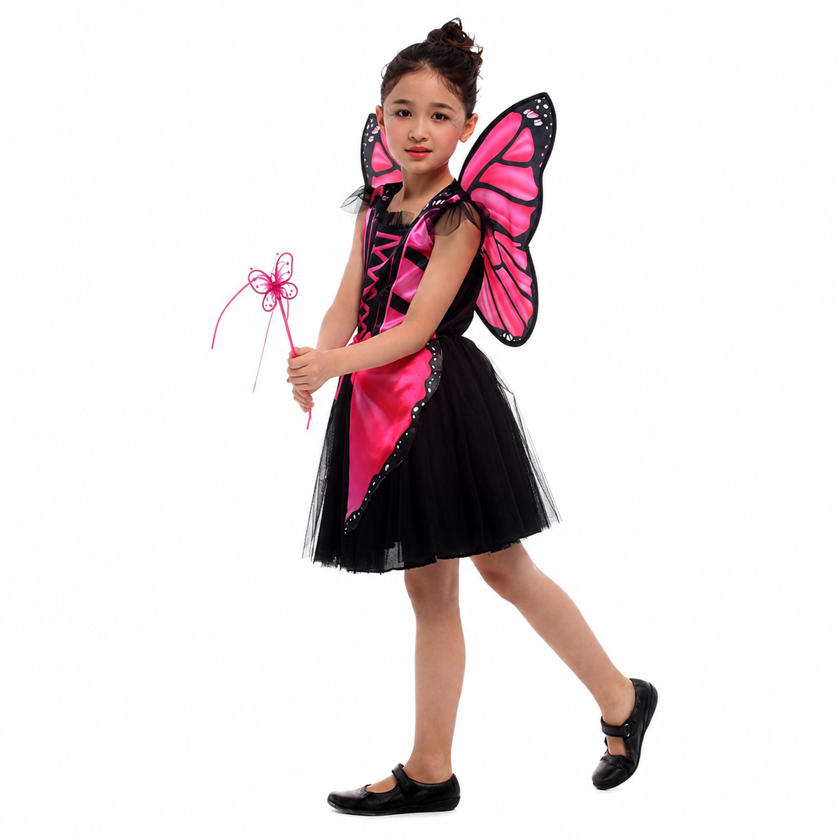 Girls Hot Pink Butterfly Fairy Halloween Costume - product image 4