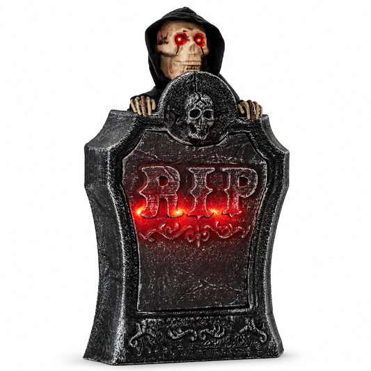 Animated Rising Tombstone with Red Light, Motion & Sound – Halloween Prop