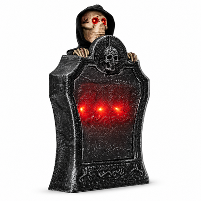 Animated Rising Tombstone with Red Light, Motion & Sound – Halloween Prop – alternate product view 2