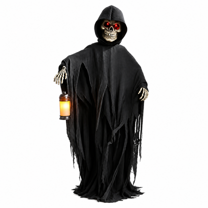 Glowing lantern skeleton prop for indoor Halloween decoration