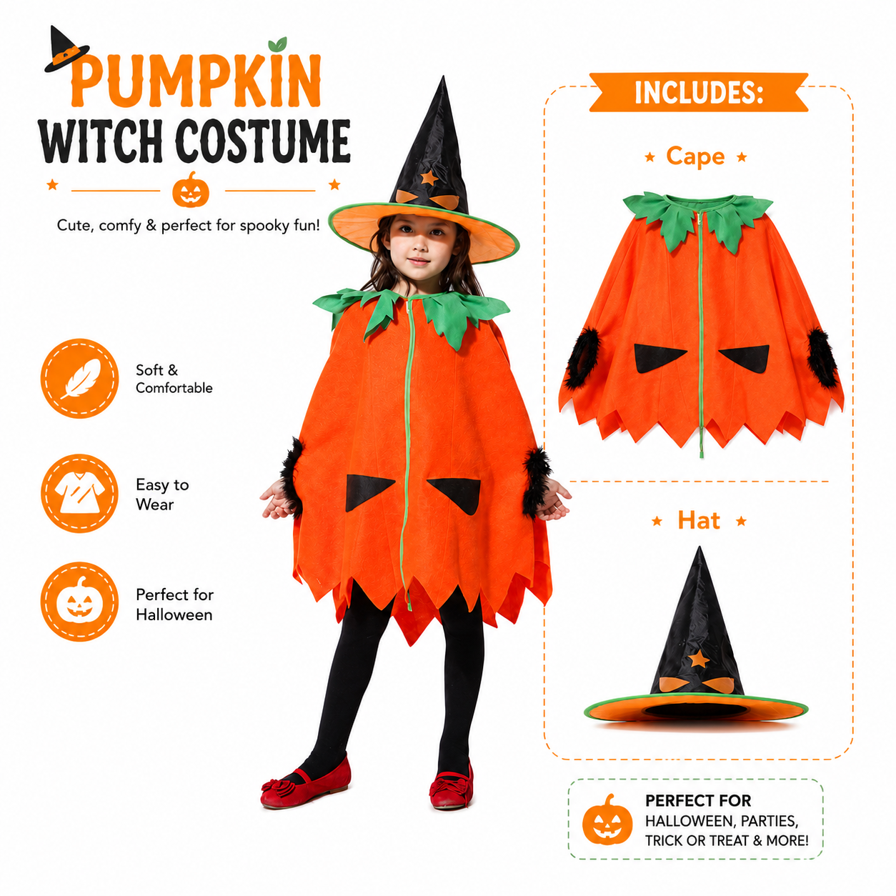 Kids Pumpkin Cape Set Halloween Costume - product image 2